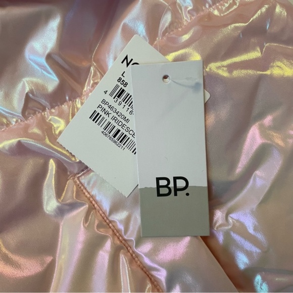 SOLD - BP Nordstrom Iridescent Oversize Puffer Jacket Pink Large NWT - Picture 9 of 11